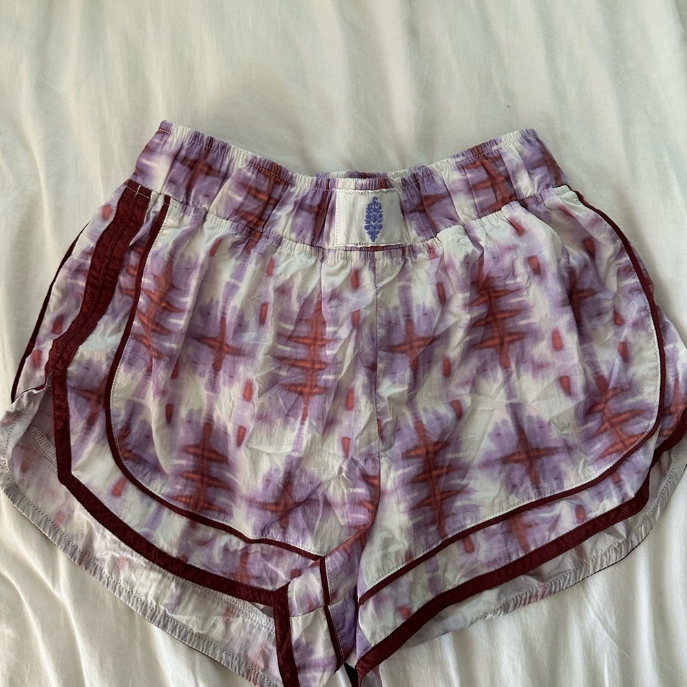Women's Athletic Shorts in Purple and White Pattern